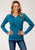 Roper Womens Teal Cotton Blend Heathered Cowboy L/S T-Shirt