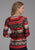 Roper Womens Aztec Sublimation Red/Black Polyester L/S Tunic