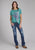 Roper Womens Wild Horses Turquoise Poly/Rayon Yoked S/S T-Shirt