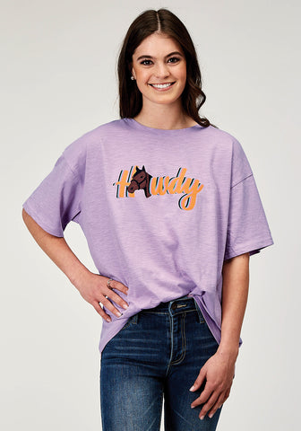 Roper Womens Howdy Horse Lilac 100% Cotton S/S T-Shirt