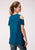Roper Womens Navy Blue Poly/Rayon Cold Shoulders S/S T-Shirt