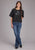 Roper Womens Wild Mustang Black 100% Cotton S/S T-Shirt