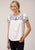 Roper Womens Cute Embroidery White 100% Cotton S/S Blouse