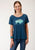 Roper Womens Navy Blue Poly/Rayon Buffalo Yoke S/S T-Shirt