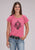Roper Womens Longhorn Self Tie Pink Poly/Rayon S/S T-Shirt