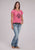 Roper Womens Longhorn Self Tie Pink Poly/Rayon S/S T-Shirt