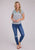 Roper Womens Banded Collar Embroidery Grey Poly/Cotton S/S Tunic