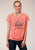 Roper Womens Funny Farm Pink Poly/Rayon S/S T-Shirt