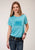Roper Womens Turquoise Poly/Rayon Horse Rider S/S T-Shirt
