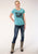 Roper Womens Teal Poly/Rayon Roam Free S/S Buffalo T-Shirt