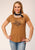 Roper Womens Stars Big and Bright Tobacco Brown Poly/Rayon S/S T-Shirt