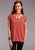 Roper Womens Red Poly/Cotton Taos Sunrise S/S T-Shirt