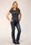 Roper Womens Fringe Dark Charcoal Poly/Rayon S/S T-Shirt