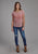 Roper Womens Front Yoke Fringe Pink Poly/Rayon S/S T-Shirt