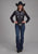 Roper Womens Heart Twill Retro Black Poly/Spandex L/S Shirt