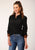 Roper Womens Solid Poplin Black 100% Cotton L/S Shirt