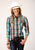 Roper Womens Desert Dobby Plaid Blue/Brown 100% Cotton L/S Shirt