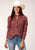 Roper Womens Shadow Geo Red 100% Cotton L/S Shirt