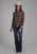 Roper Womens Distressed Aztec Brown 100% Cotton L/S Shirt