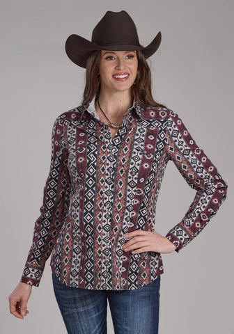 Roper Womens 2178 Winter Aztec Black 100% Cotton L/S Shirt