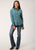 Roper Womens Turquoise 100% Cotton Upstream Paisley L/S Shirt