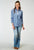 Roper Womens 1932 Skies Tie Blue 100% Cotton L/S Shirt