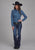 Roper Womens Diamond Print Blue Cotton Blend L/S Shirt