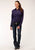 Roper Womens Purple 100% Cotton Black Fill L/S Snap Shirt XL