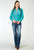 Roper Womens Turquoise Stretch Blue Cotton Blend L/S Shirt