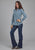 Roper Womens 2164 Stretch Plaid Blue Cotton Blend L/S Shirt