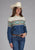Roper Womens Vintage Aztec Border Blue/White 100% Cotton L/S Shirt