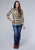 Roper Womens Horizontal Aztec Serape Multi-Color 100% Cotton L/S S/L Shirt