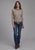 Roper Womens Brushstroke Cowboys Brown 100% Cotton L/S Shirt