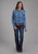 Roper Womens 2206 Unlined Flannel Blue/White 100% Cotton L/S Shirt