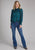 Roper Womens Burnout Brasso Teal Poly/Rayon L/S Blouse