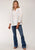 Roper Womens Flex Peasant White 100% Cotton 3/4 Sleeve S/S Blouse