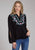 Roper Womens Floral Velvet Black 100% Rayon L/S Blouse