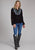 Roper Womens Floral Velvet Black 100% Rayon L/S Blouse