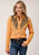Roper Womens Gold Rayon/Nylon Challis Embroidered L/S Shirt S