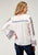 Roper Womens Embroidered Split Neck White 100% Rayon L/S Tunic
