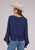 Roper Womens Barbwire Heart Blue 100% Rayon L/S Tunic
