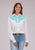Roper Womens Curvy Fancy Yokes Cream/Blue 100% Rayon L/S Shirt