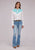 Roper Womens Curvy Fancy Yokes Cream/Blue 100% Rayon L/S Shirt
