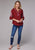 Roper Womens Bell Sleeve Pullover Red 100% Polyester S/S Blouse