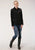 Roper Womens Sequin Boyfriend Black 100% Rayon L/S Shirt