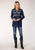 Roper Womens Indigo Denim 100% Cotton Geometric L/S Tunic
