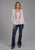 Roper Womens Red Geometric Self Tie Cream 100% Polyester L/S Blouse