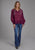 Roper Womens Split Front Keyhole Wine 100% Polyester L/S Blouse