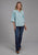 Roper Womens Floral Bell Sleeve Blue 100% Cotton S/S Blouse