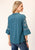 Roper Womens Bell Sleeve Teal 100% Polyester S/S Blouse